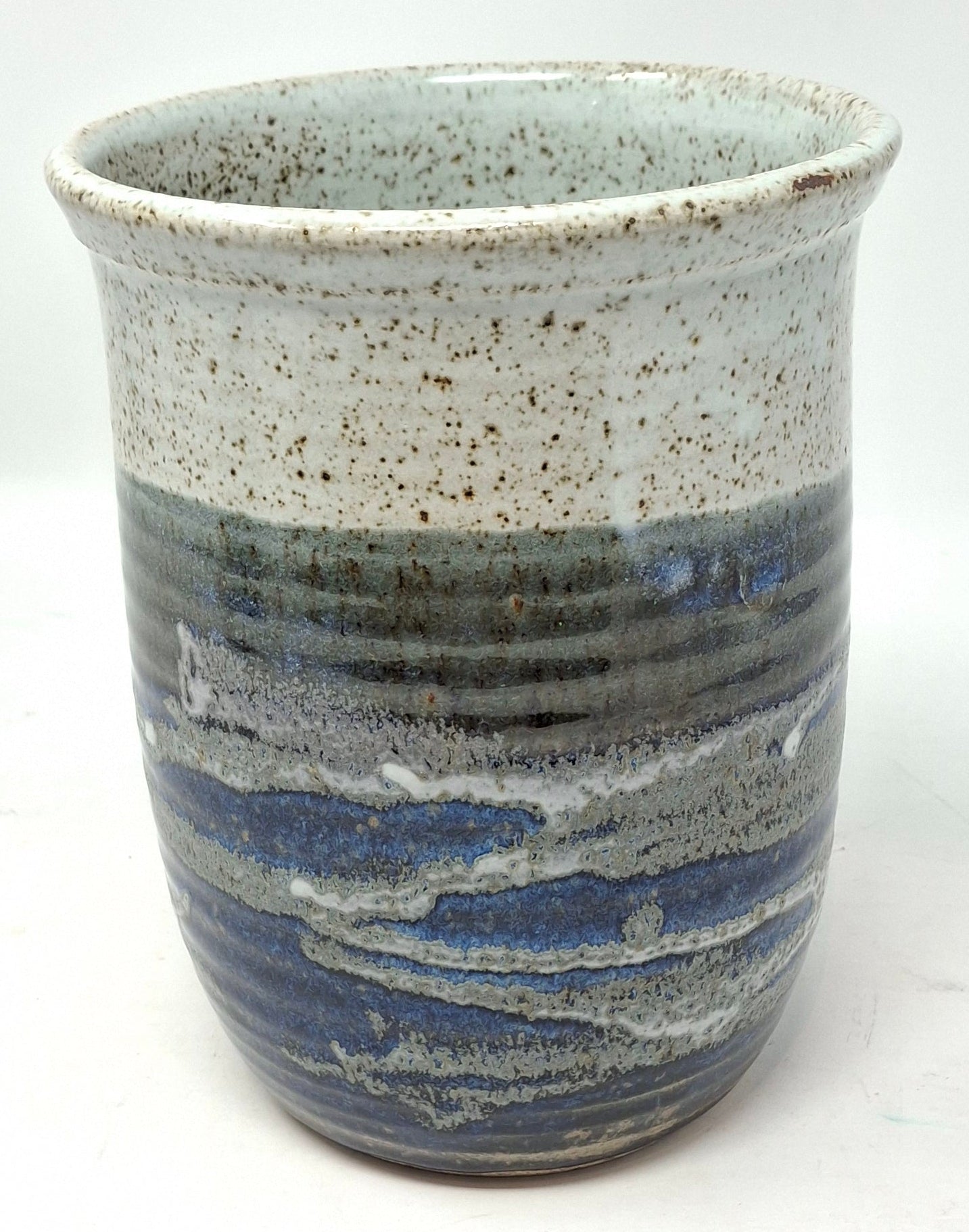 Utensil holder - Blue and speckled white
