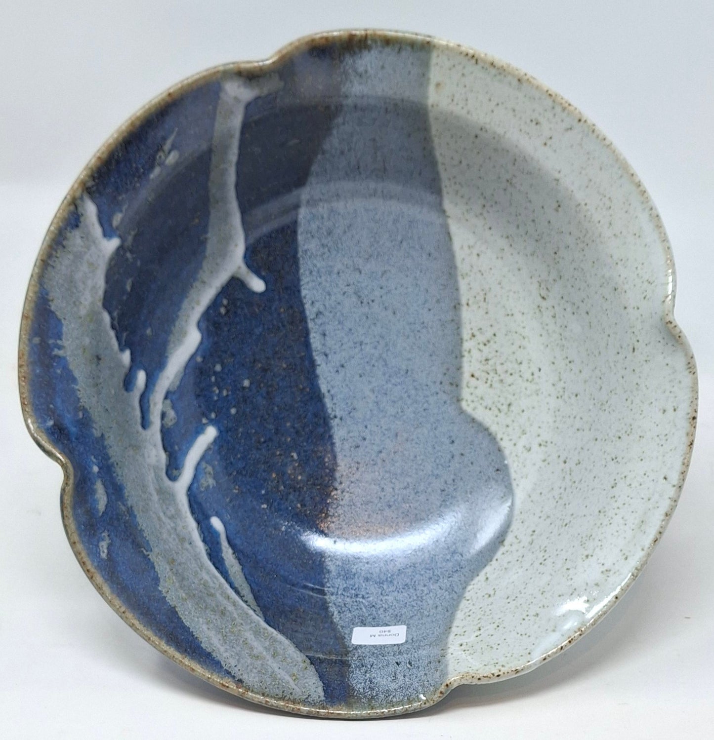 Mid size bowl - white salt and blue