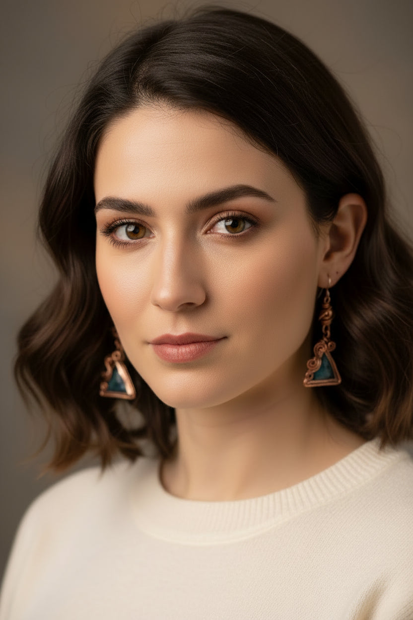 Copper and Moss Agate Earrings