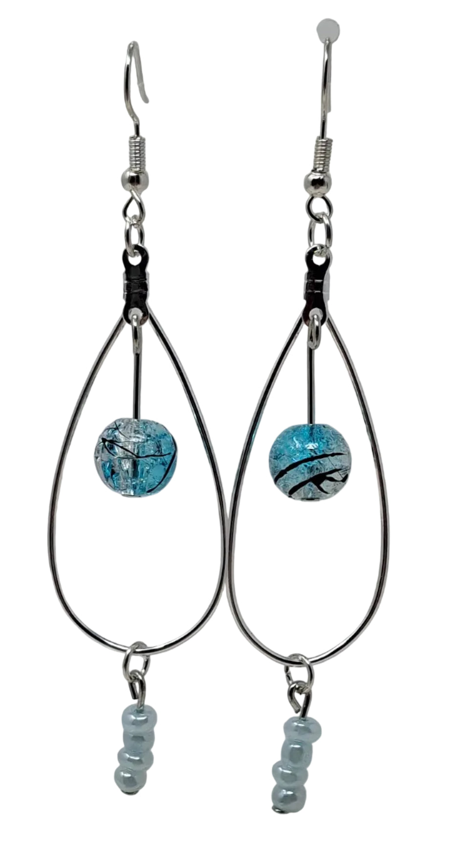 Earrings - Teardrop with blue beads
