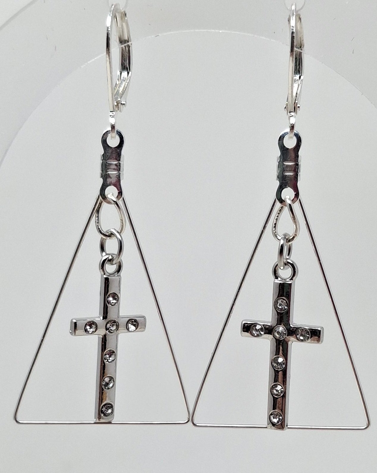 Earrings - Triangle with Cross