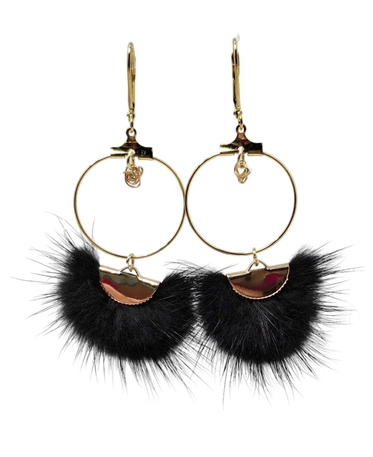 Earrings - Circles with Mink and Wire