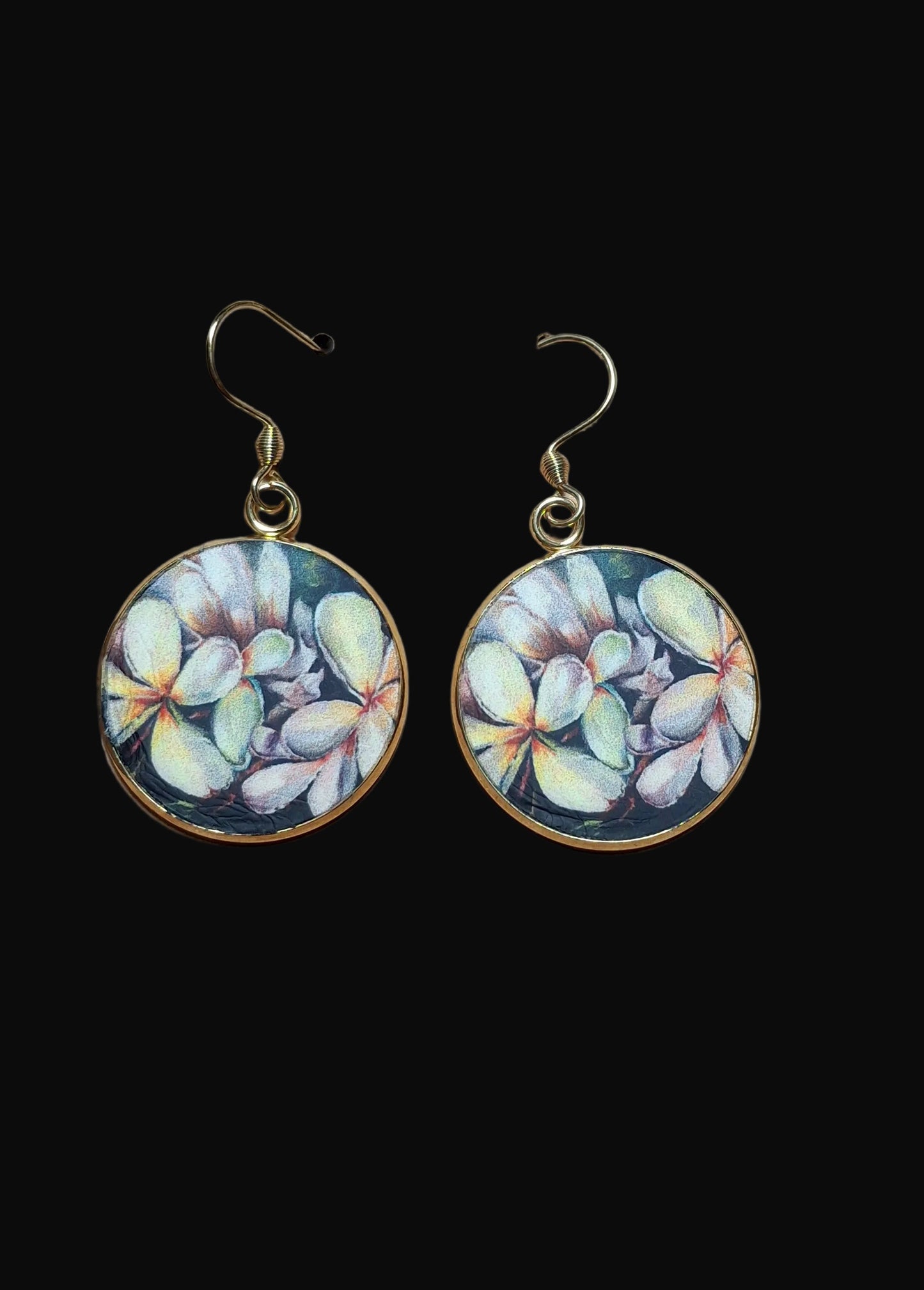 Art Earrings - Round with Flowers