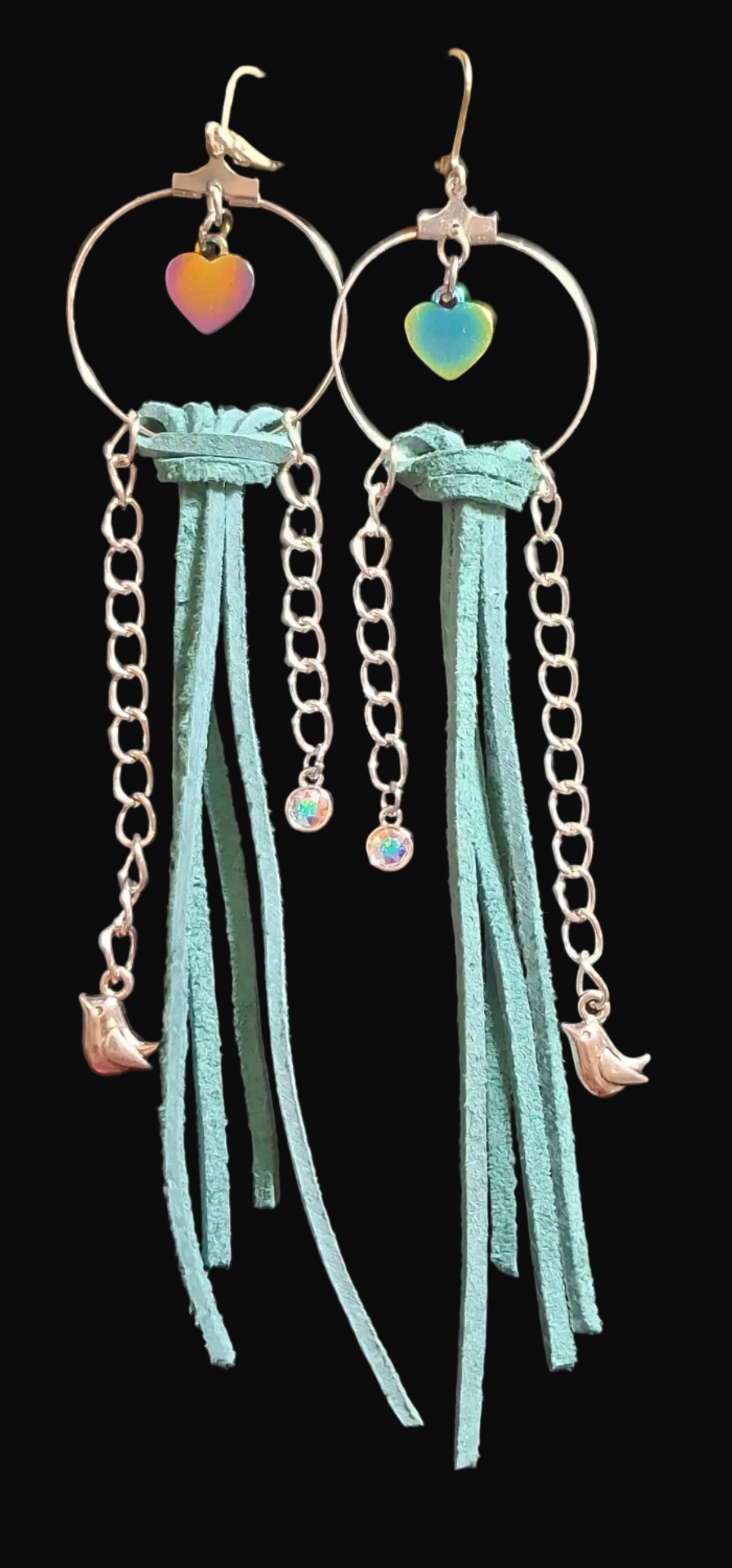 Earrings - Hoops with Suede and Austrian Crystals