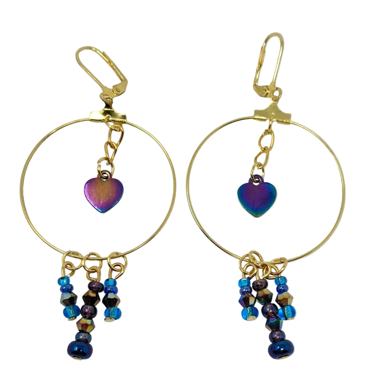 Earrings - Hoops with Hearts and Beads