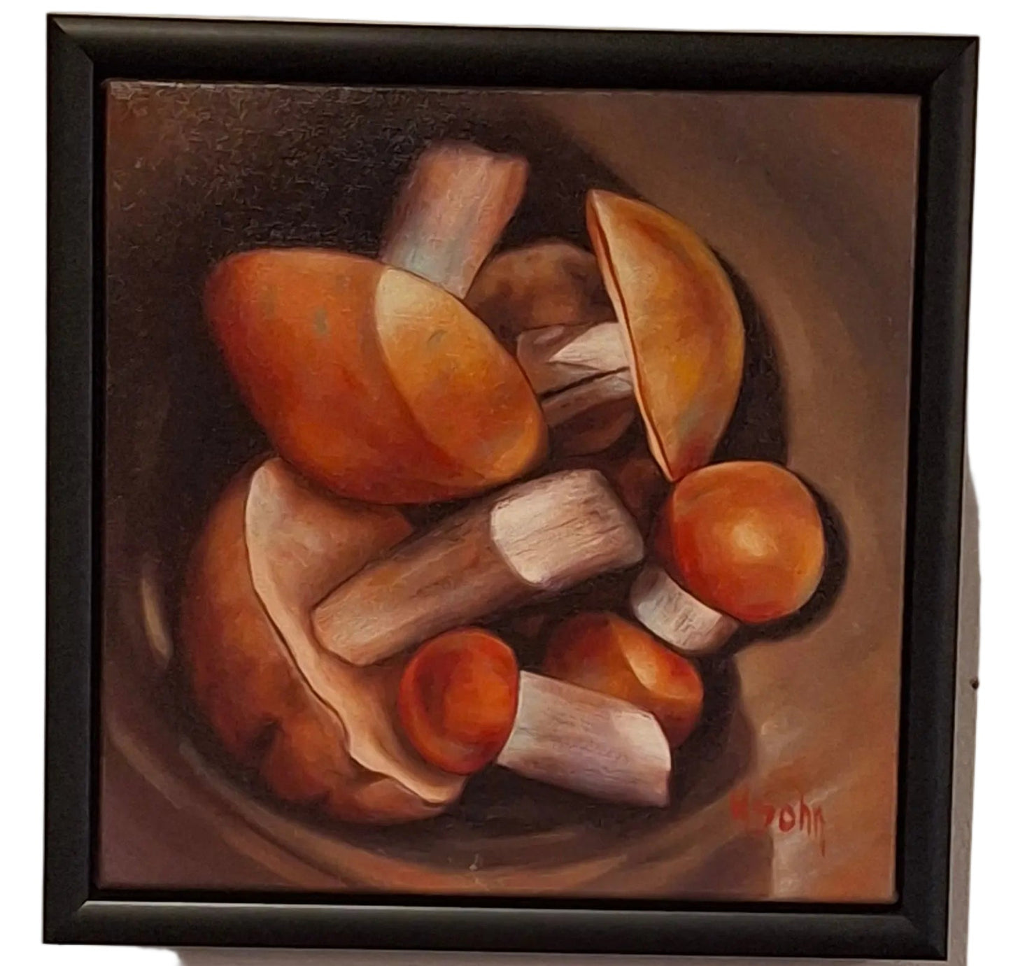Mushrooms in a Pail 1 - oil painting