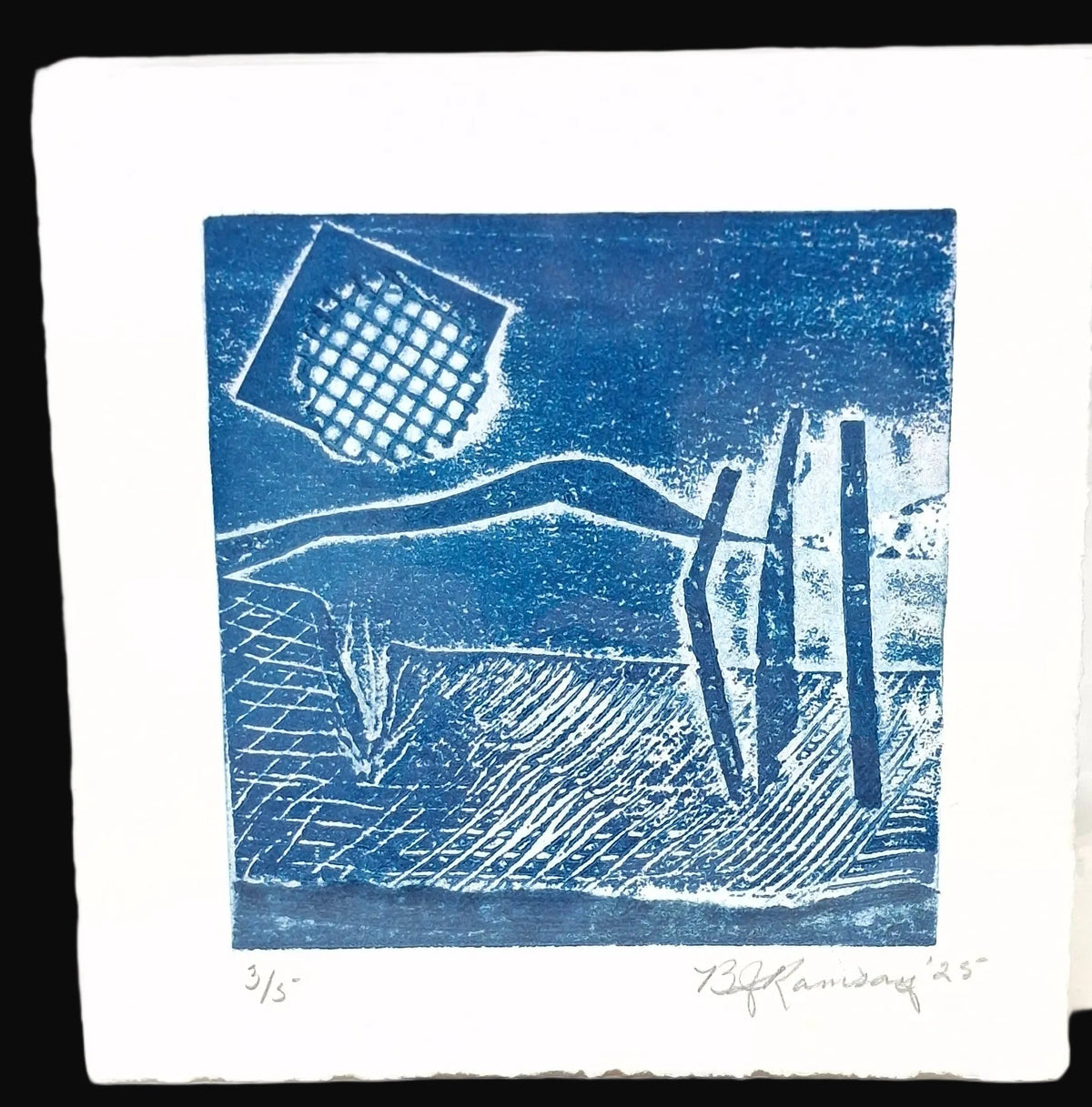 Collograph Print Blue Series