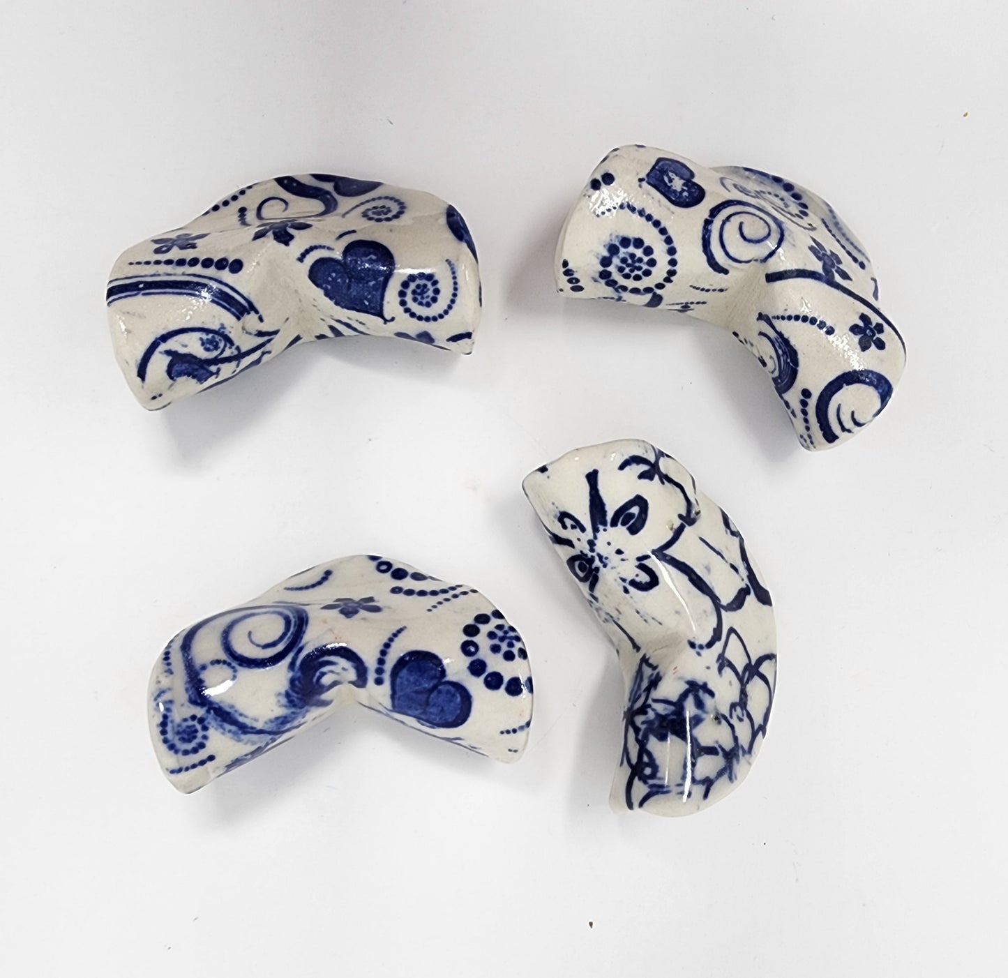 4 Set White and Blue Floral Fortune Cookies