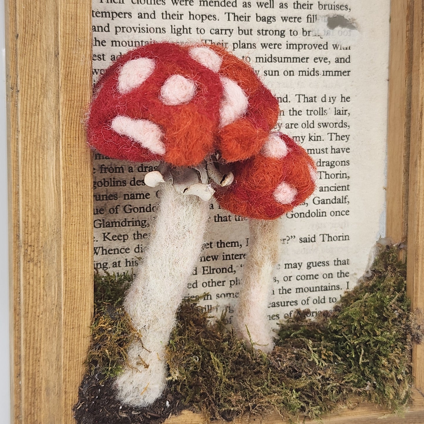 Whimsical Felted 2 Mushroom Wall Art