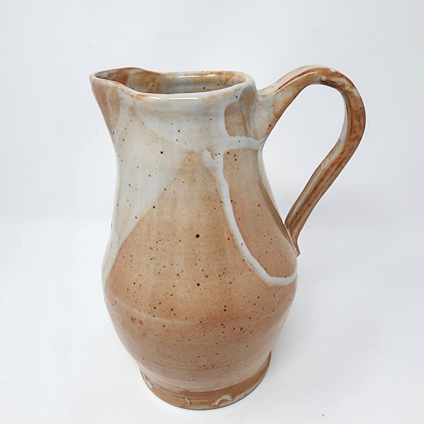 Beige and White Drip Glazed Pitcher