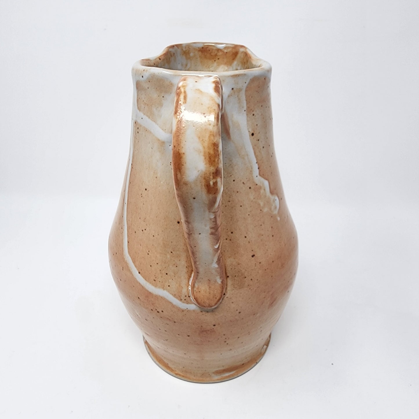 Beige and White Drip Glazed Pitcher