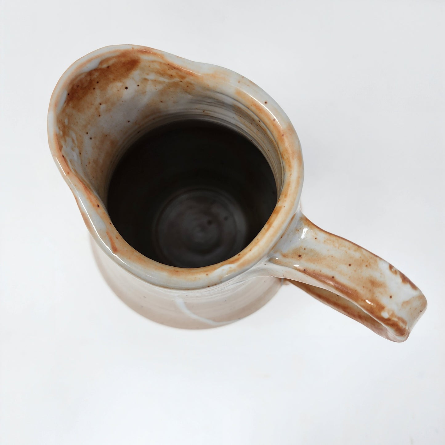 Beige and White Drip Glazed Pitcher