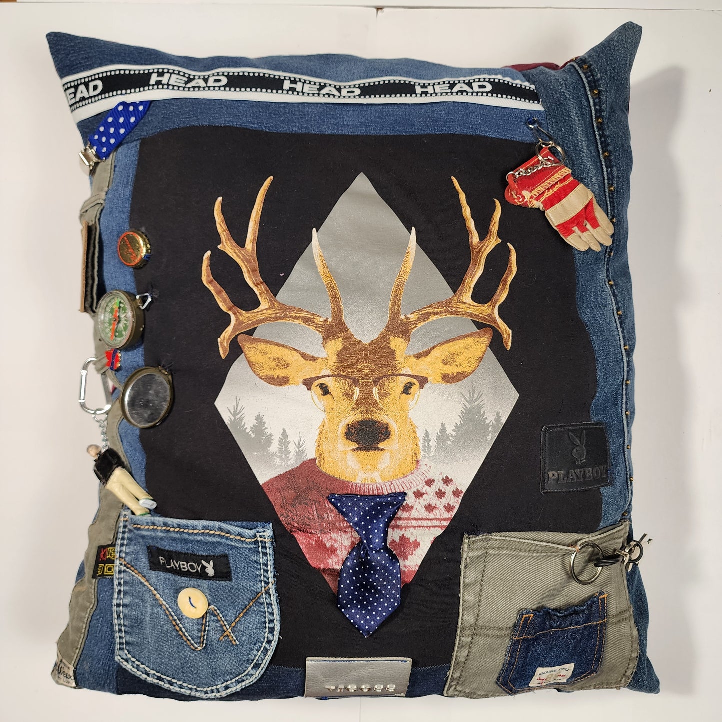 Stag Deer Art Collage Pillow