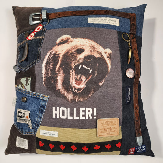 Grizzly Art Collage Pillow