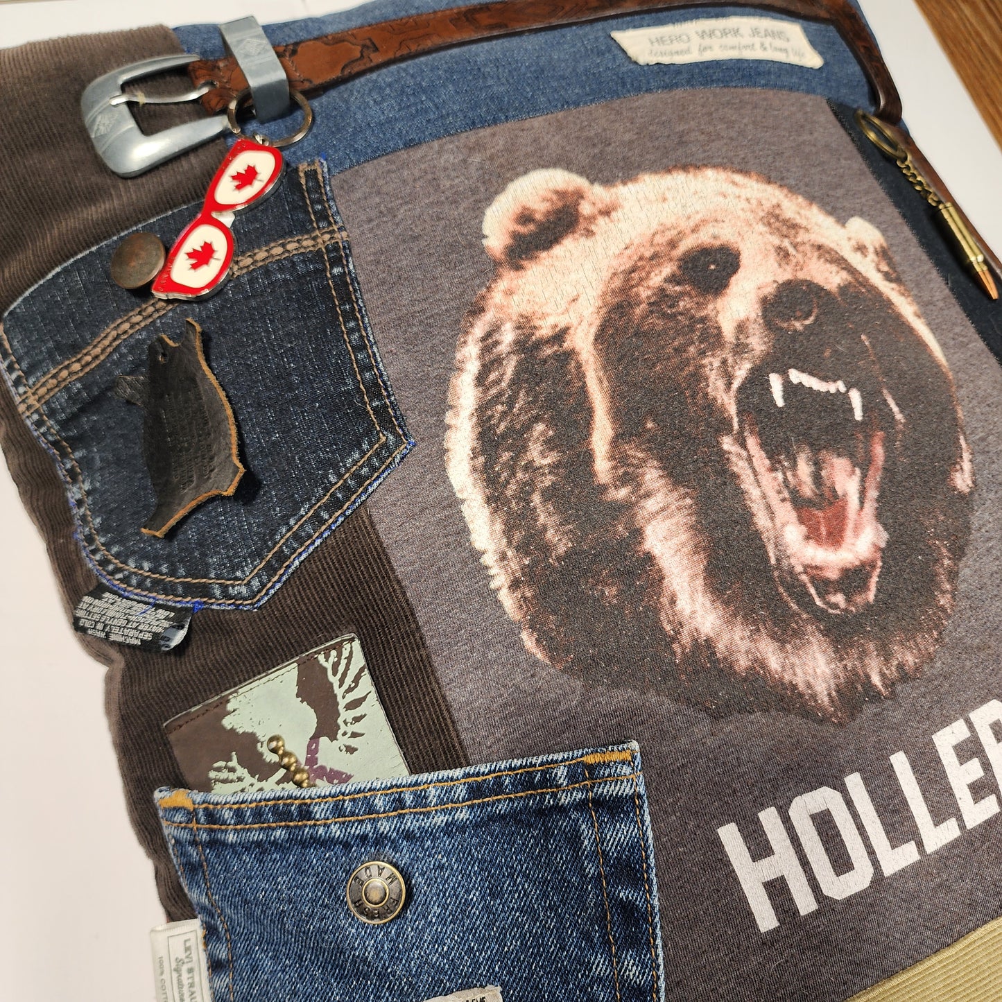 Grizzly Art Collage Pillow