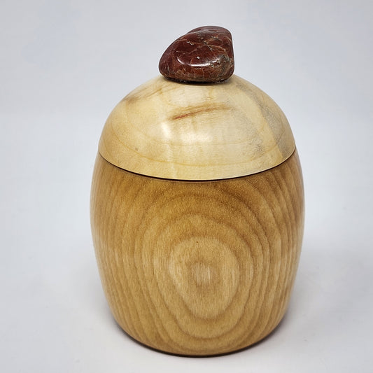 Polished Rock Topped Birch Wood Container