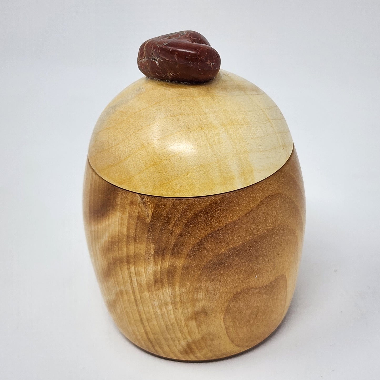 Polished Rock Topped Birch Wood Container