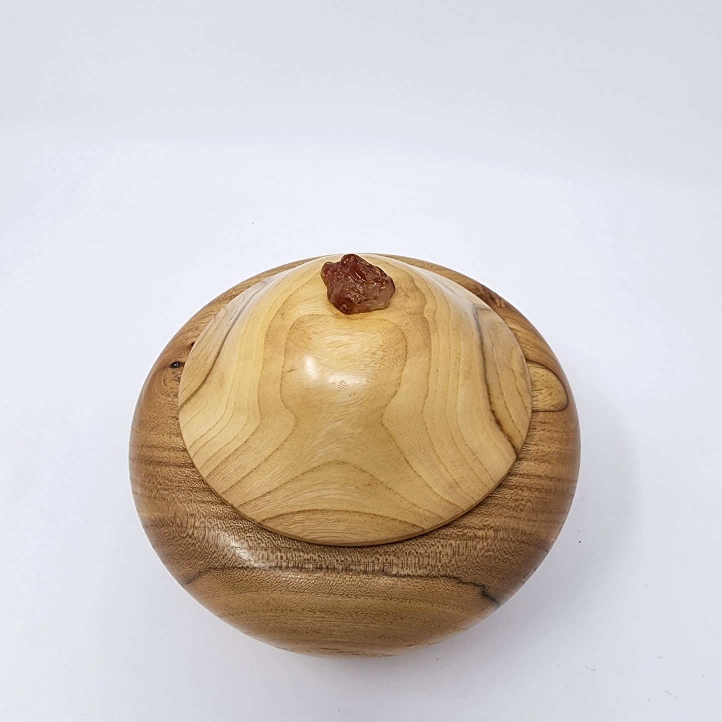 Raw Agate Topped Elm Wood Container