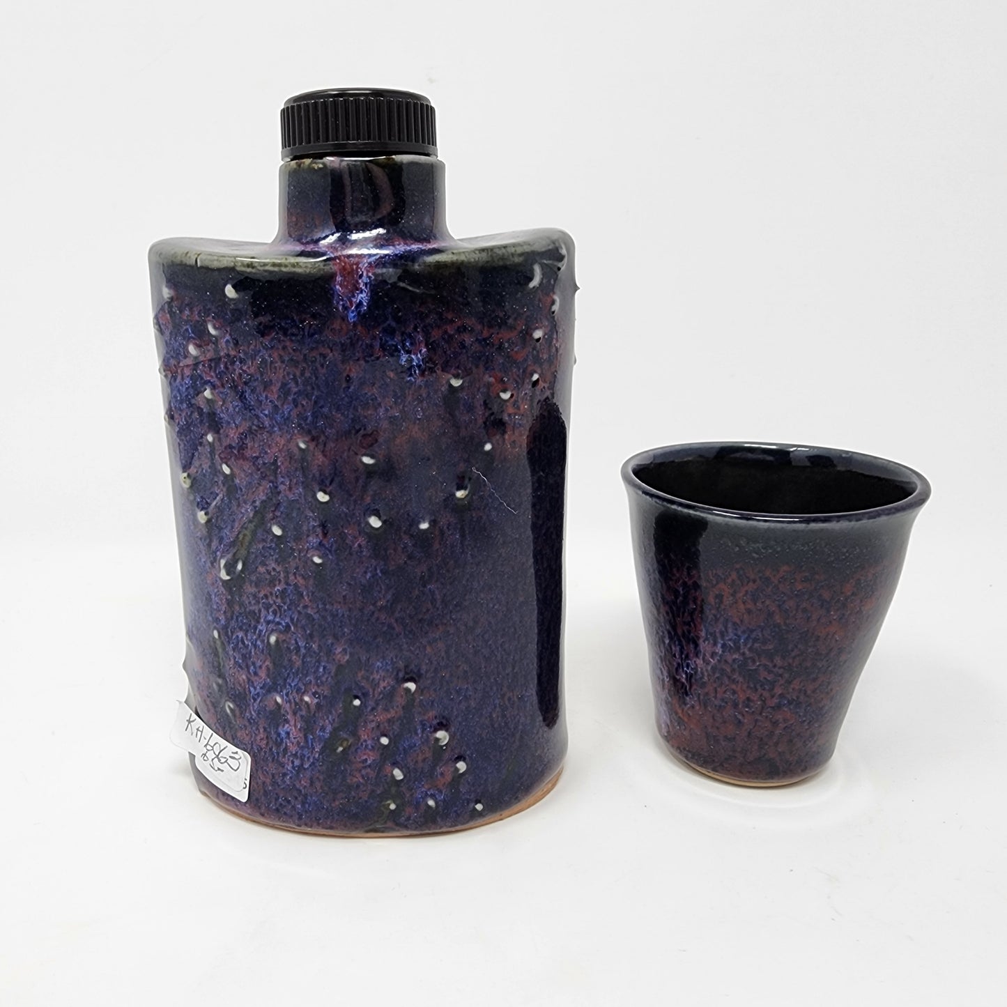 Dark Blue Textured Flask with Shot Glass