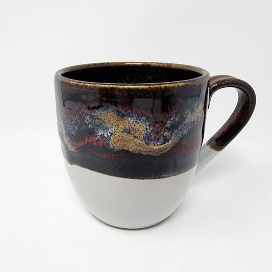 White and Black Layered Cloud Glazed Mug