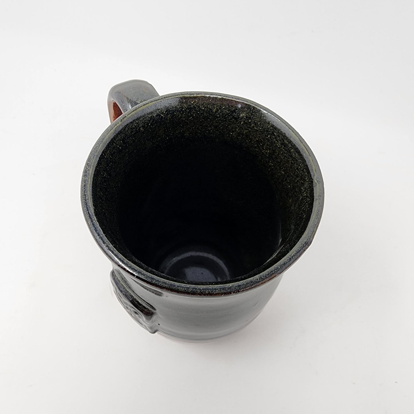Badged Beige Brown Mugs with Red Tints