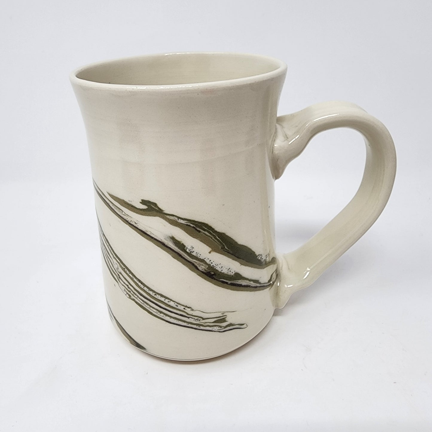 Stripped White and Gray Mug