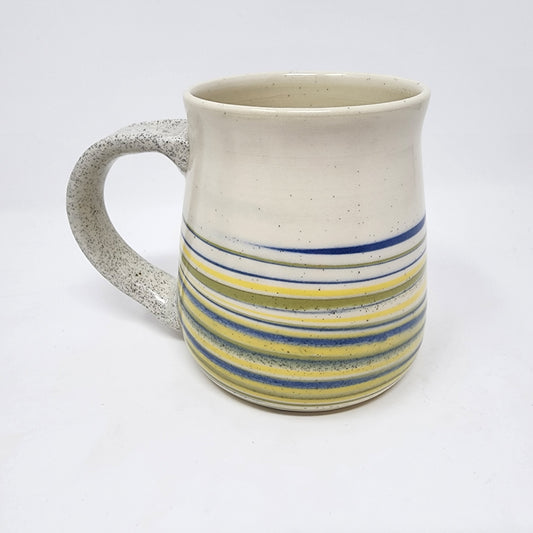 White Yellow and Gray Striped Mug