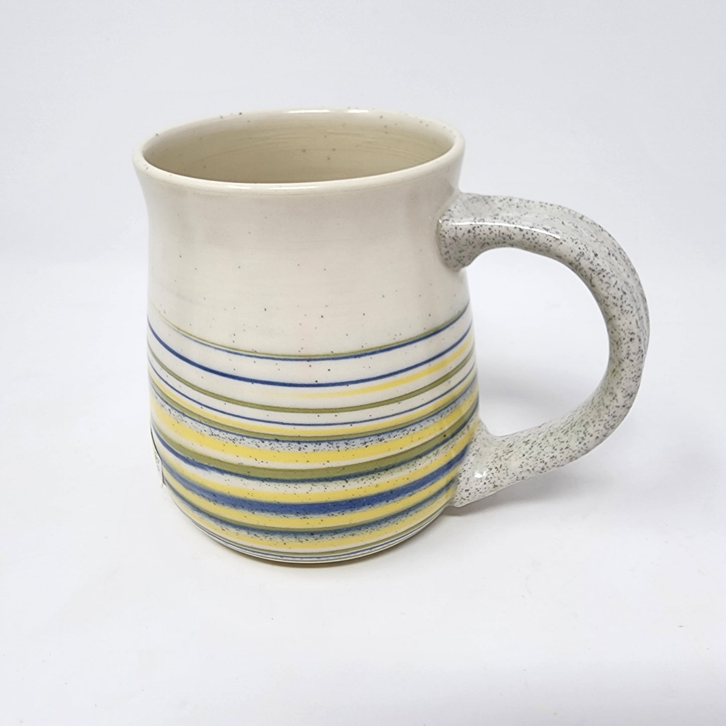 White Yellow and Gray Striped Mug