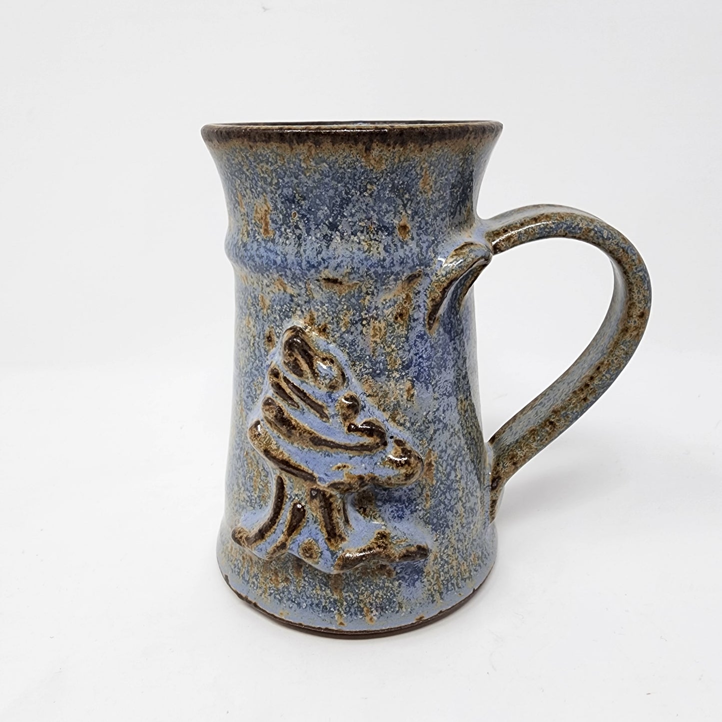 Textured Tree Blue Earthen Mug