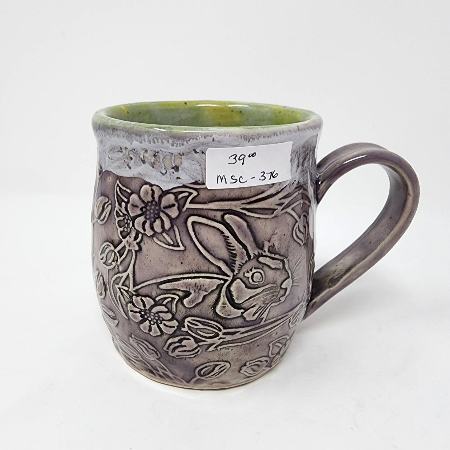 Textured Bunny and Flowers Mug