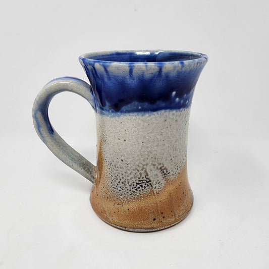 Large Soda Fired Blue and White Textured Mug