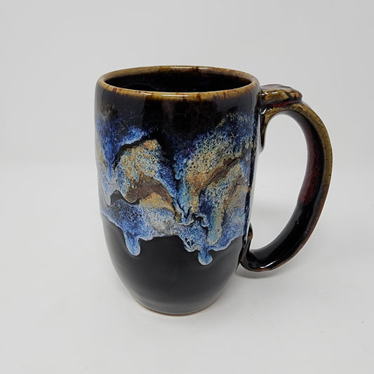 Black Glazed Mugs with Abstract Design