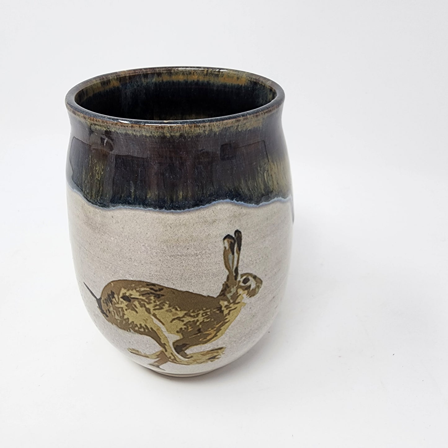 Black Beige Dripped Glaze Rabbit Mug