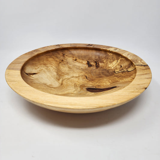 Low Profile Beveled Edge Birch Burl Wood Bowl