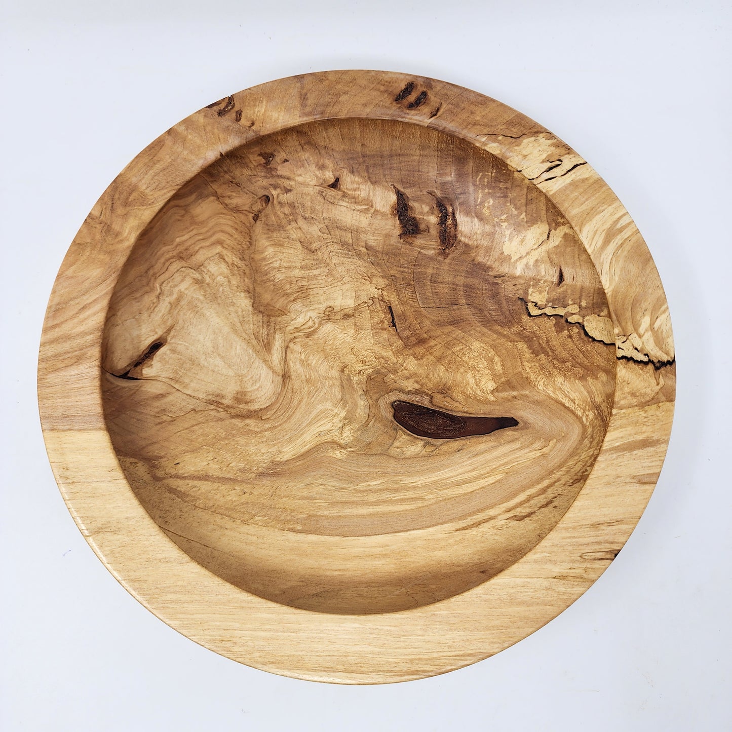 Low Profile Beveled Edge Birch Burl Wood Bowl