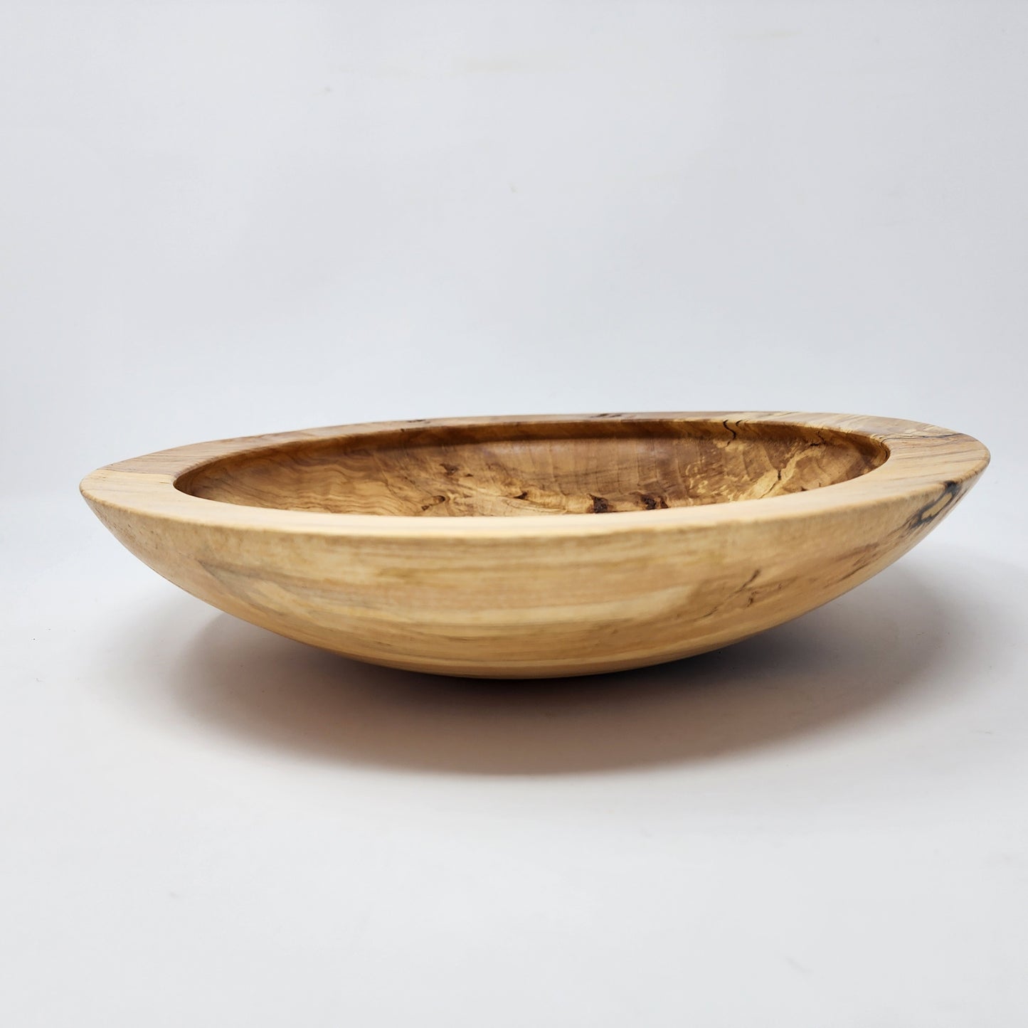 Low Profile Beveled Edge Birch Burl Wood Bowl