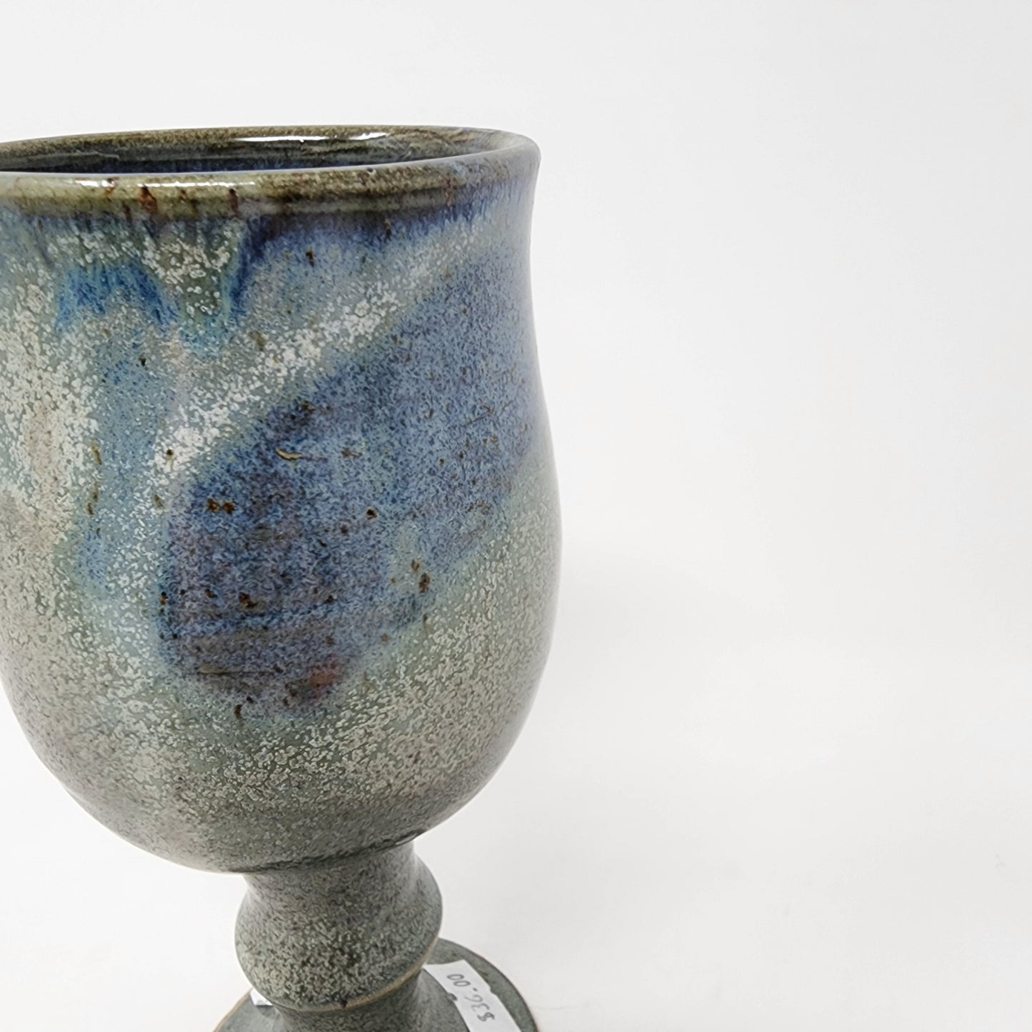 Slate Blue with Green Wine Goblet