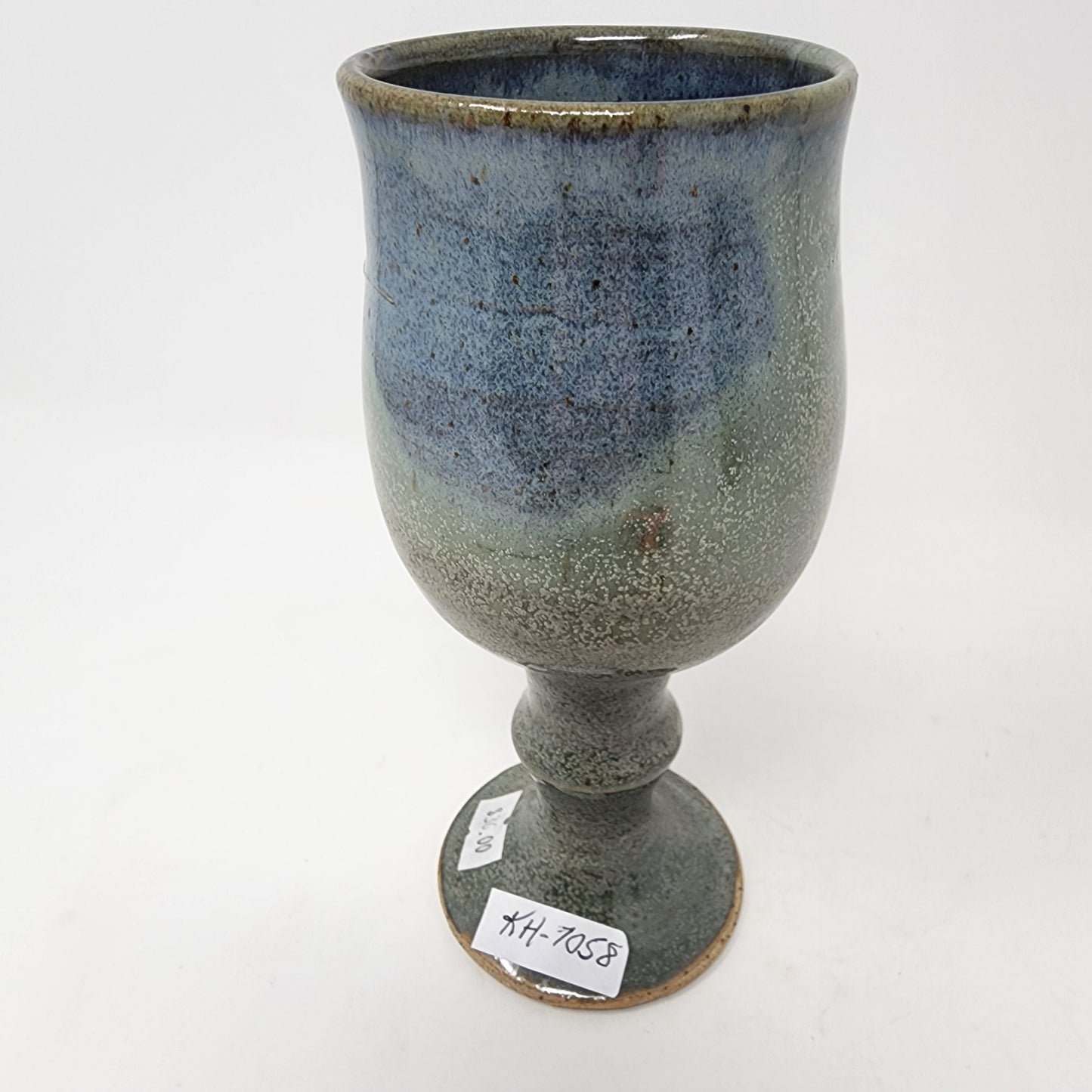 Slate Blue with Green Wine Goblet