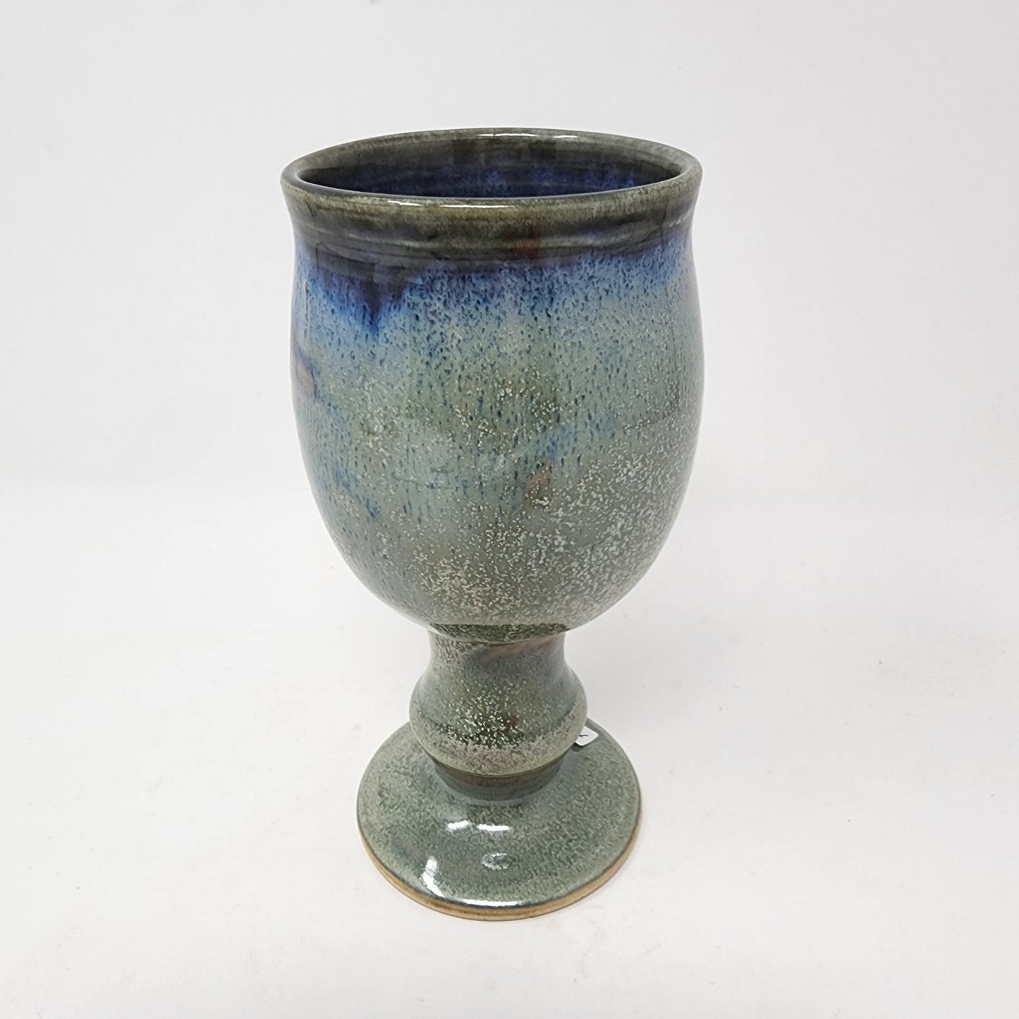 Slate Blue with Green Wine Goblet