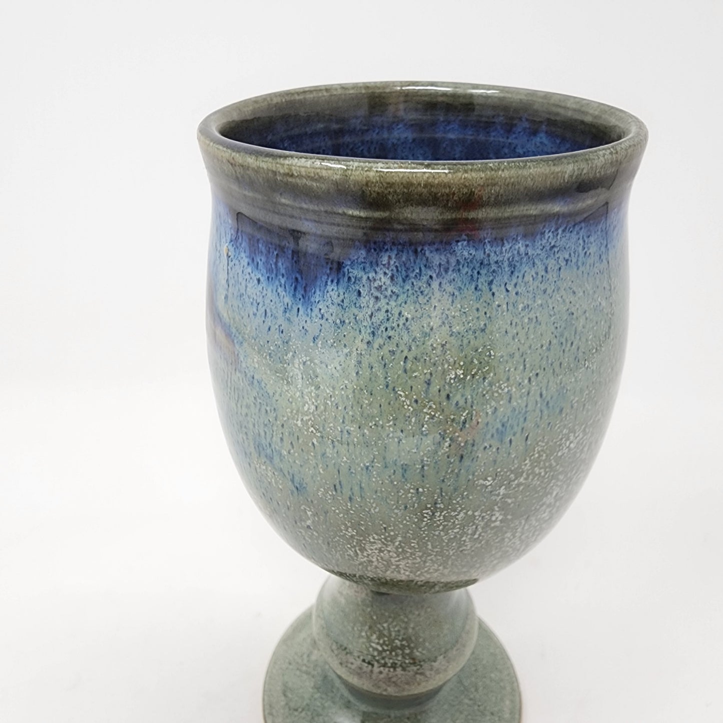 Slate Blue with Green Wine Goblet