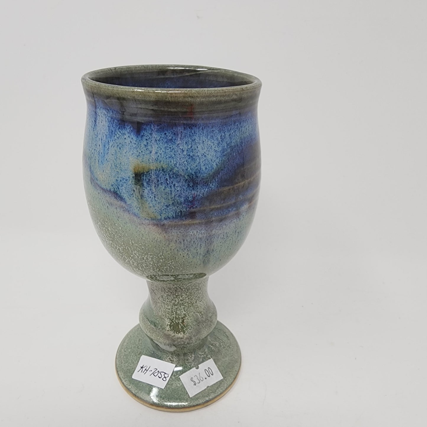 Slate Blue with Green Wine Goblet