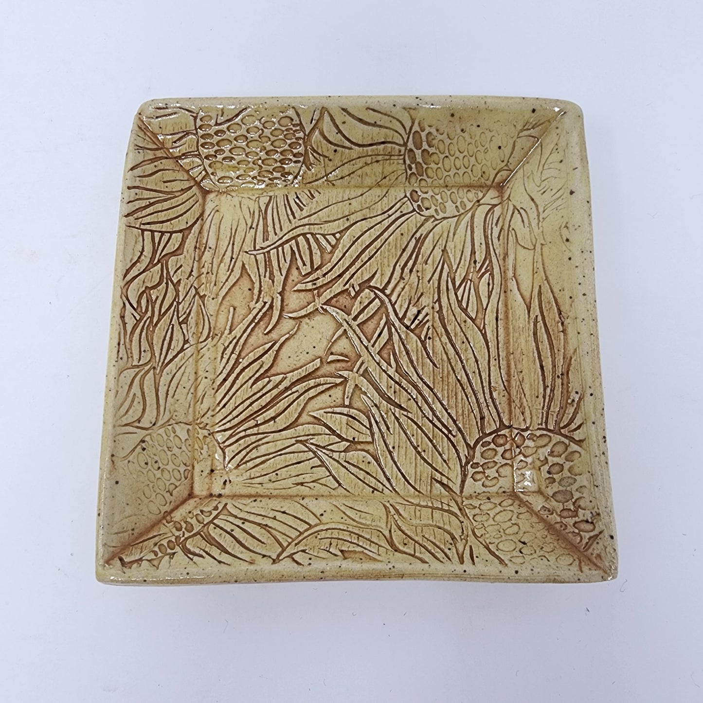 Beige Textured Square Plate