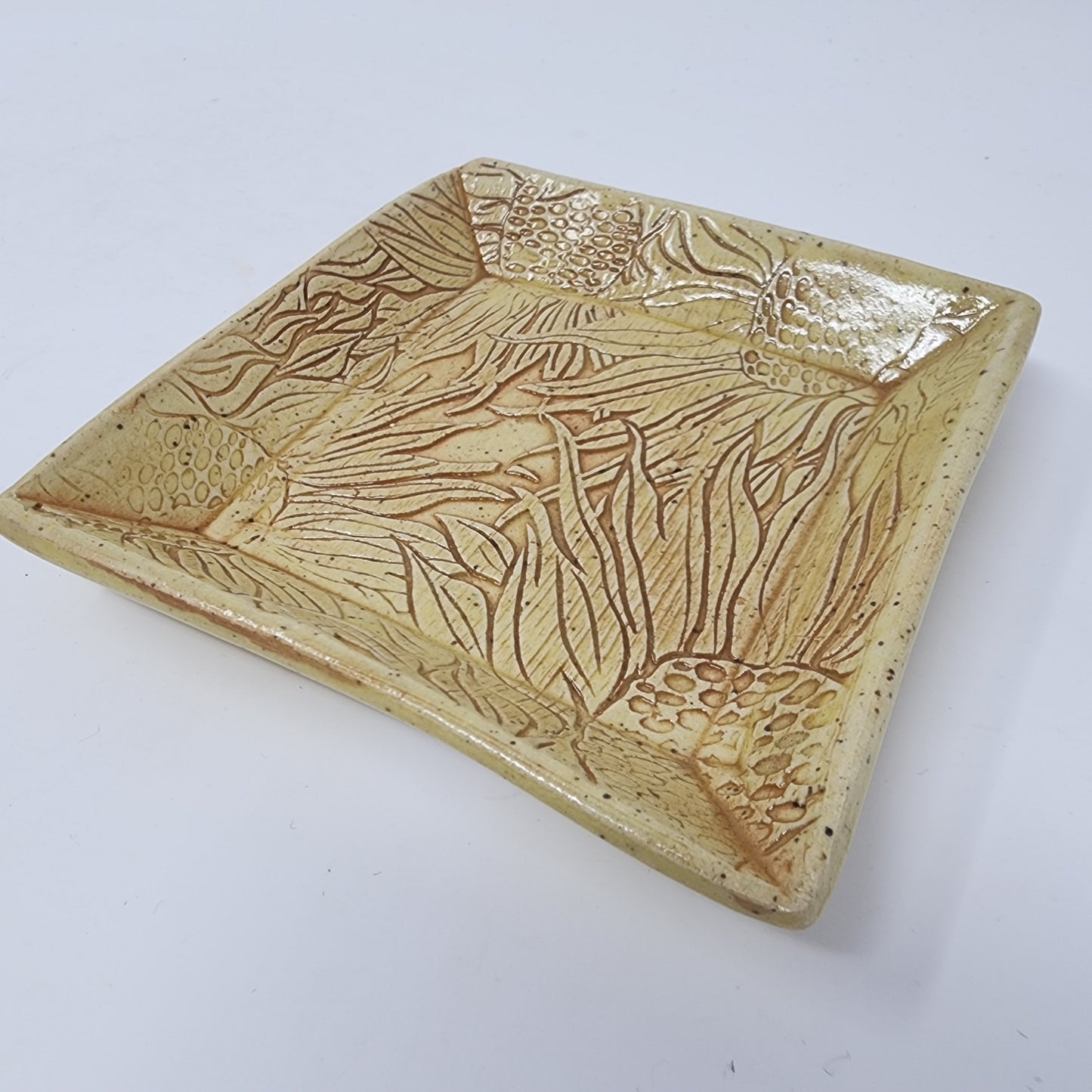 Beige Textured Square Plate