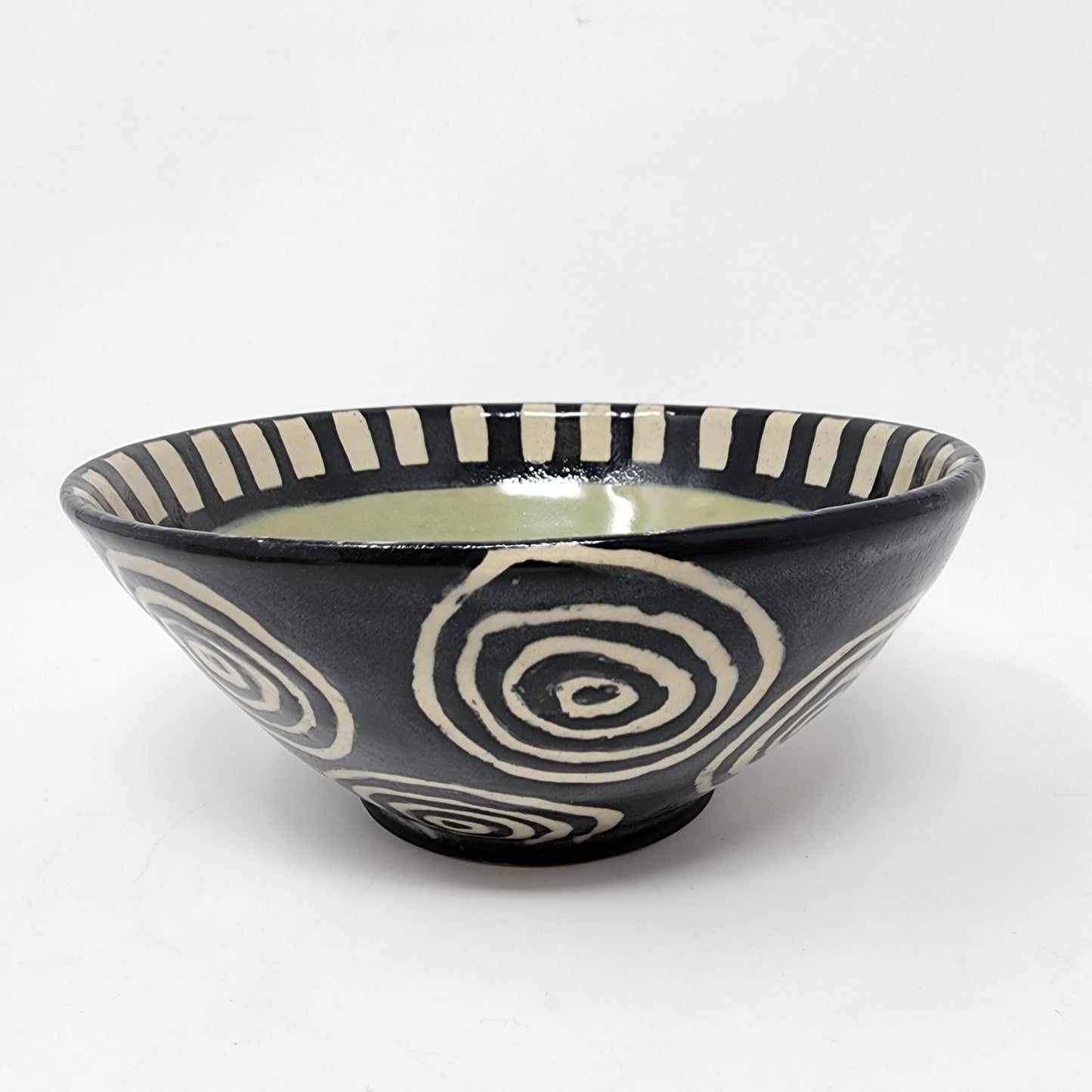 Green and Black Swirl Decorated Bowl