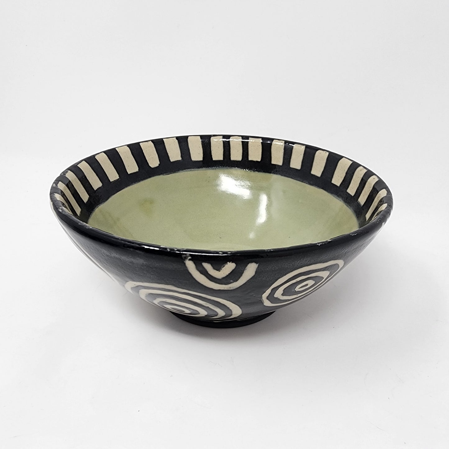 Green and Black Swirl Decorated Bowl