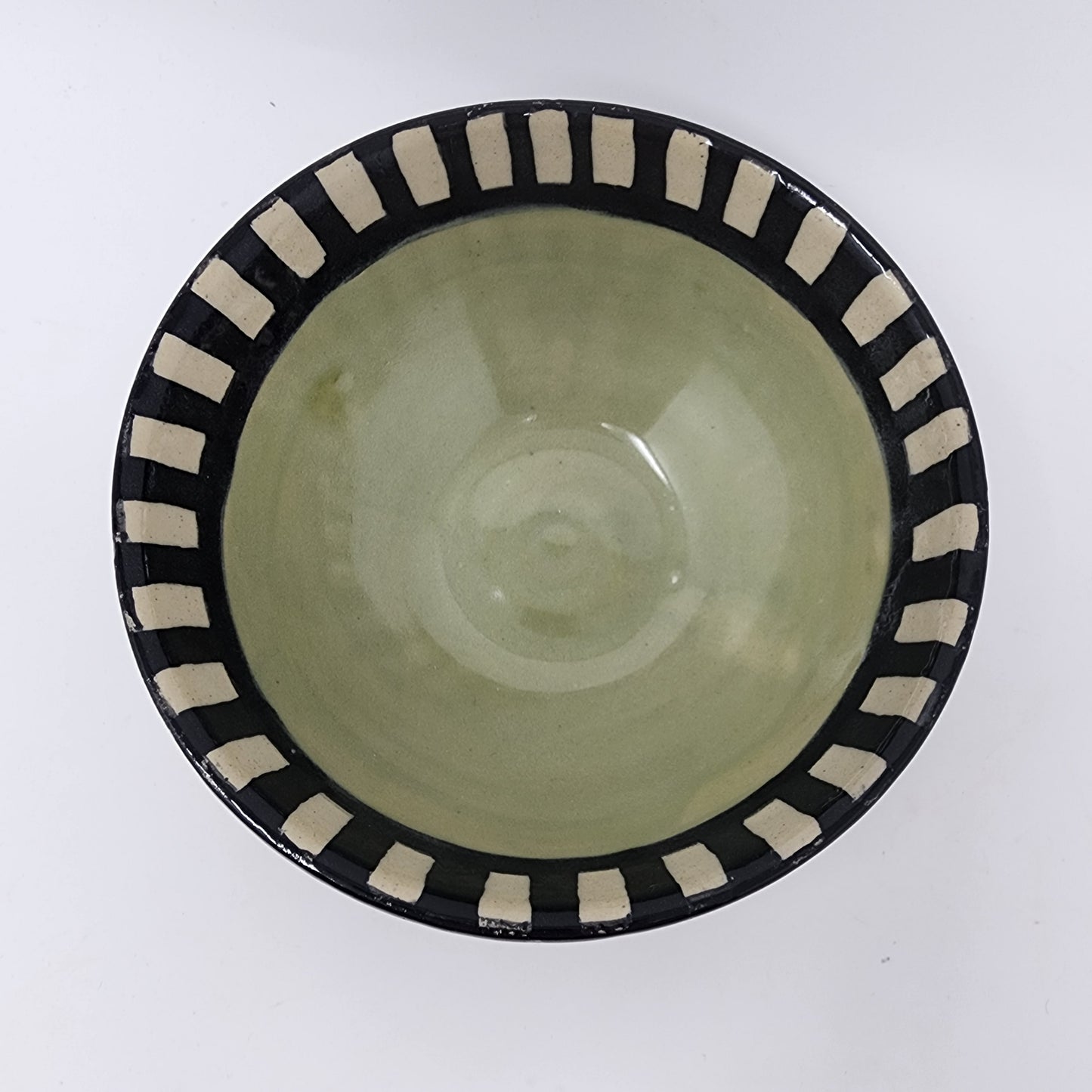 Green and Black Swirl Decorated Bowl