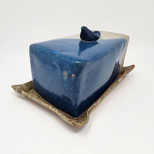 Rectangular Blue and Gray Butter Dish