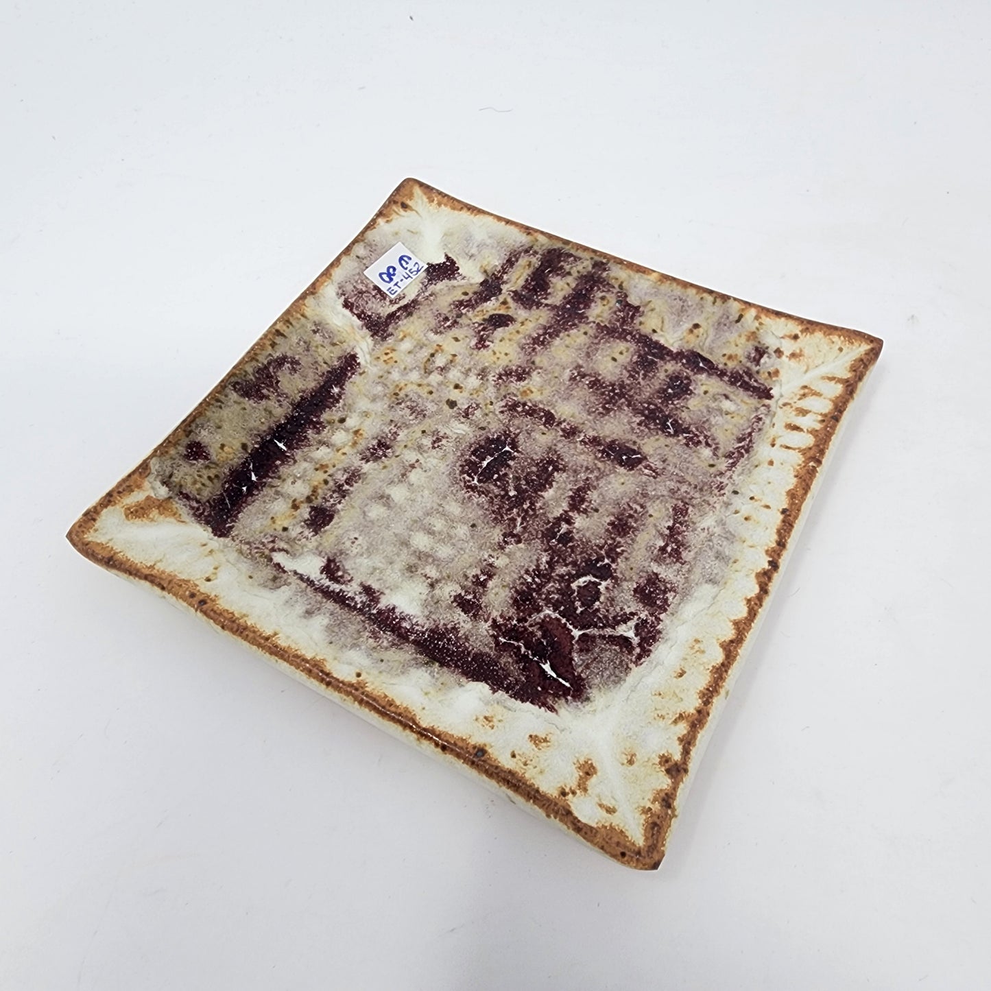 Maroon and Cream Square Plates Small