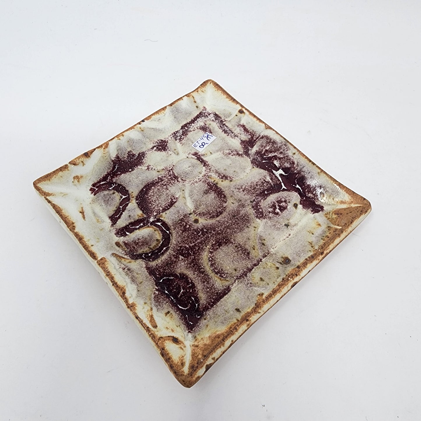 Maroon and Cream Square Plates Small