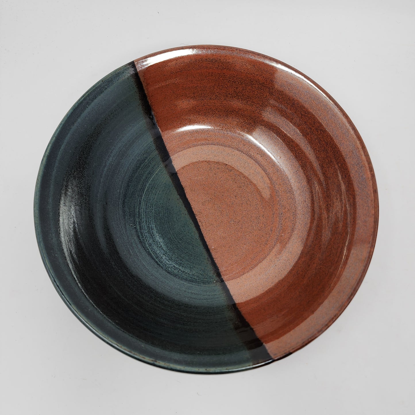 Brown Blue Large Serving Bowl